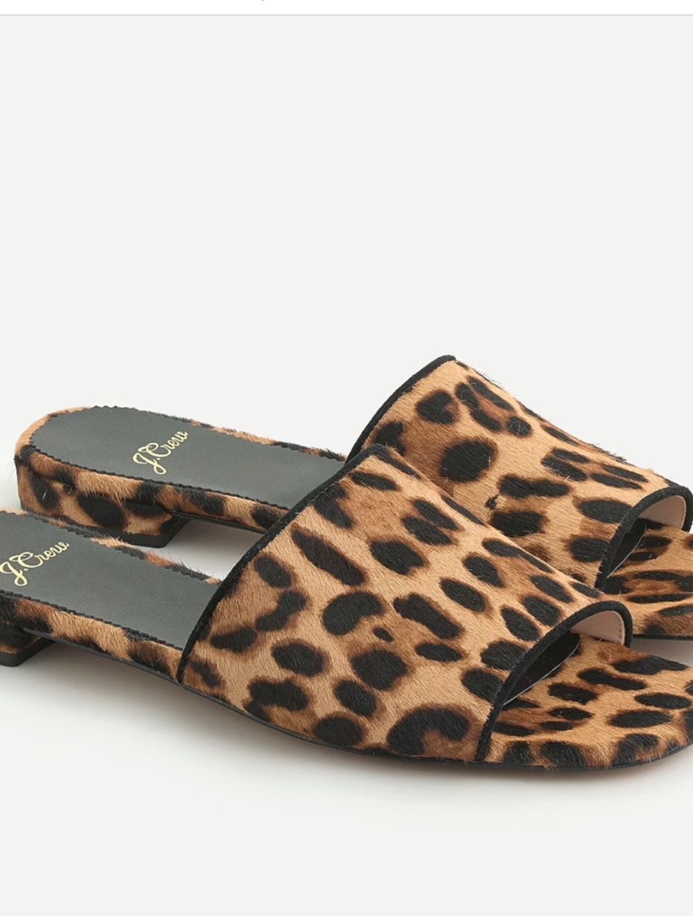 J.Crew Abbie Leopard Calf Hair Slide Sandals Size 9 Flats Animal Print